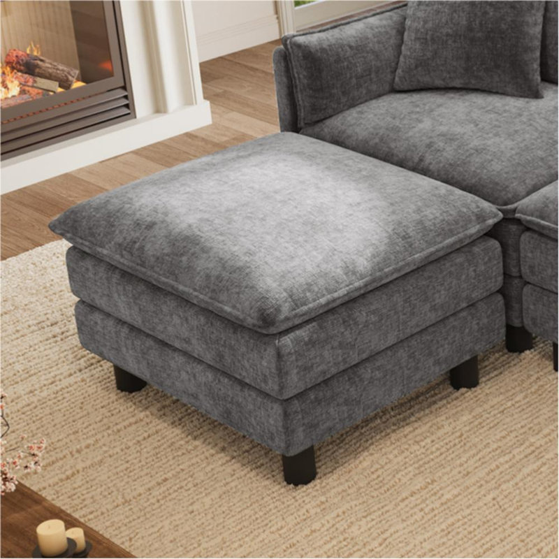 Repose-pieds modulaire en chenille 31 po Arale, Gris