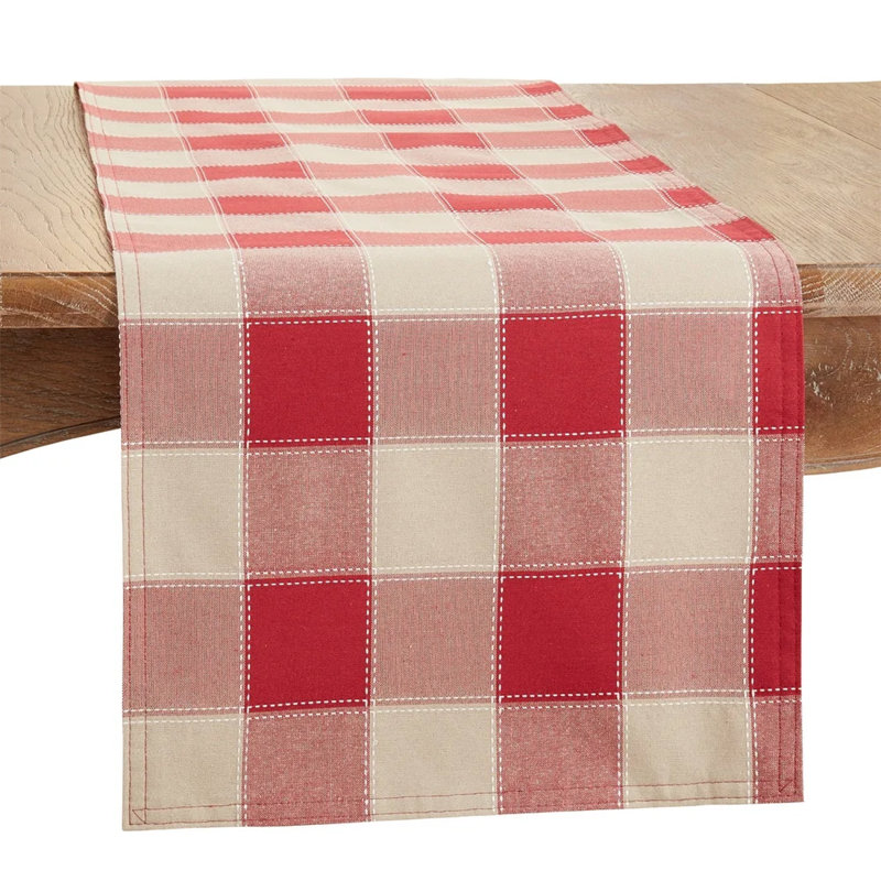 Bitner Plaid Table Runner, 72" x 16", Red