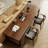 Nut-brown Rectangular Solid Wood Writing desk-1674593942