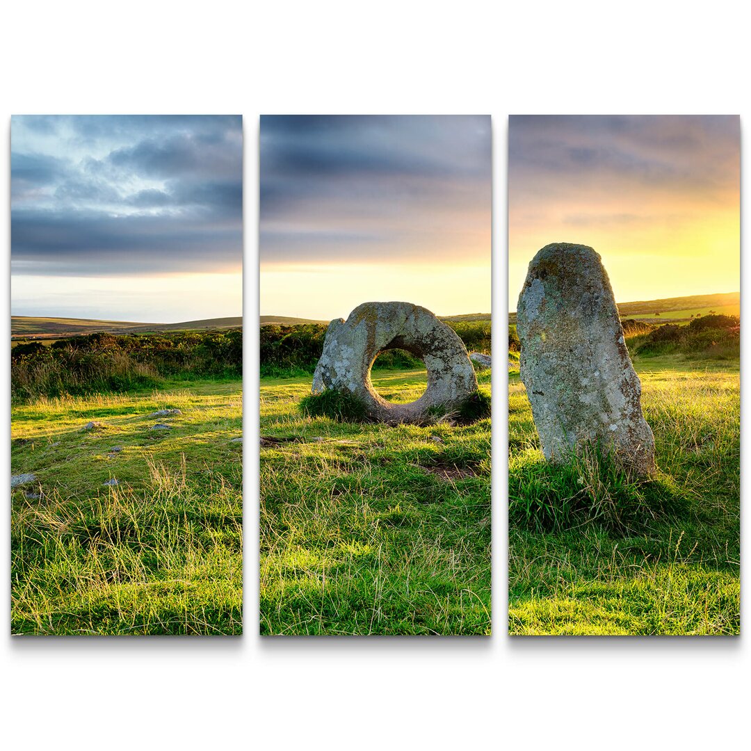 3-tlg. Leinwandbilder-Set Mystische Men-an-Tol Steine in Cornwall