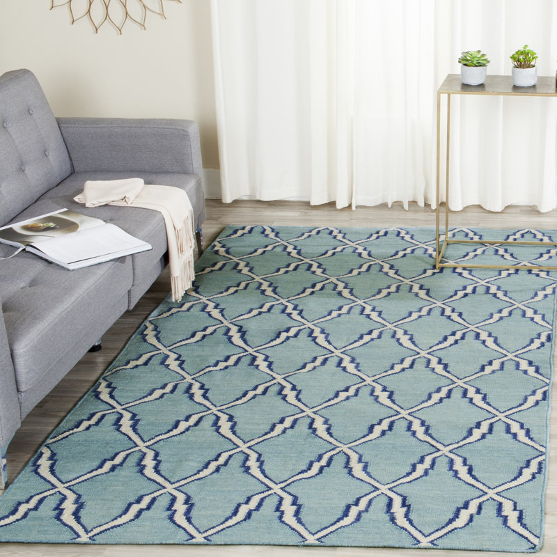 Feliciano Geometric Wool Hand Woven Area Rug, Rectangle 183 x 274 cm