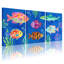 Animaux, poissons colorés, scène sous-marine, ensemble de 3 impressions sur toile-873388344