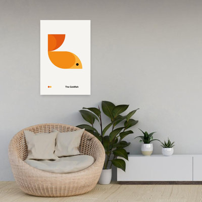 Modern Goldfish Design Abstract Contemporary Geometric Goldfish Fish Wall Art Print 1 Piece Wrapped Canvas Wall Art