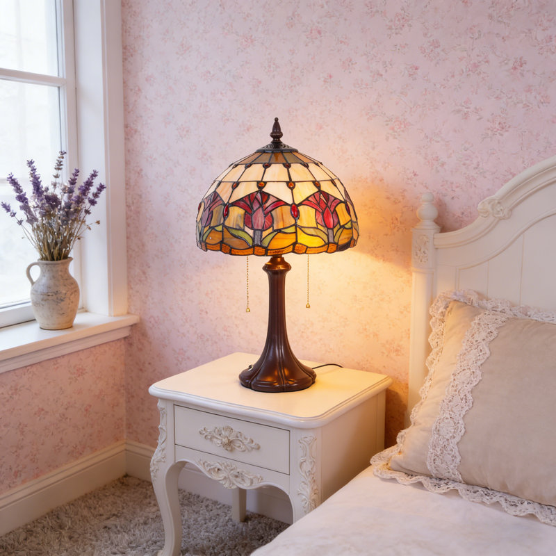 11.8"2-light Tulip Tiffany Table Lamp