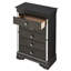 G6702 Commode de chambre à coucher - Noir avec cadre de tiroir en relief argenté champagne