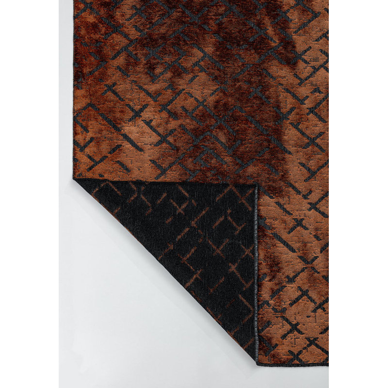 Rapture Abstract Area Rug in Orange, Rectangle 9' x 12'