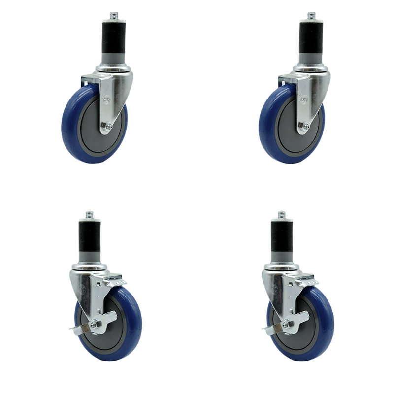 Expanding Stem Caster with 2 Brake, Red