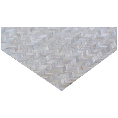 Mosaic Leather Cowhide Chevron Indoor Rug