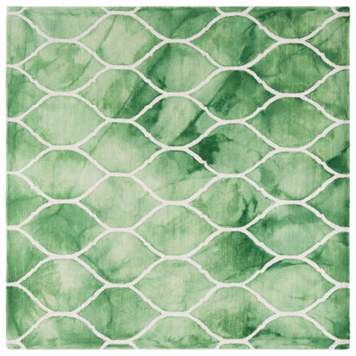 Coleman Hand Tufted Wool/Cotton Geometric Rug in Green/Ivory