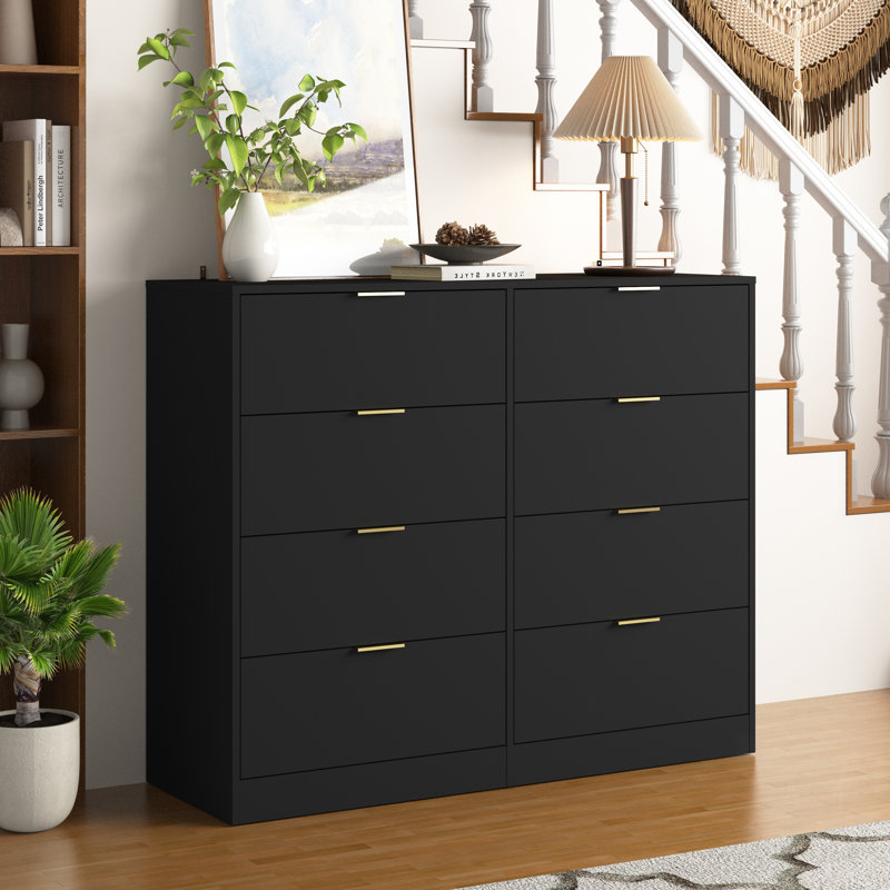 Commode 8 tiroirs en bois pour chambre à coucher, commode moderne, grand rangement pour placard et salon