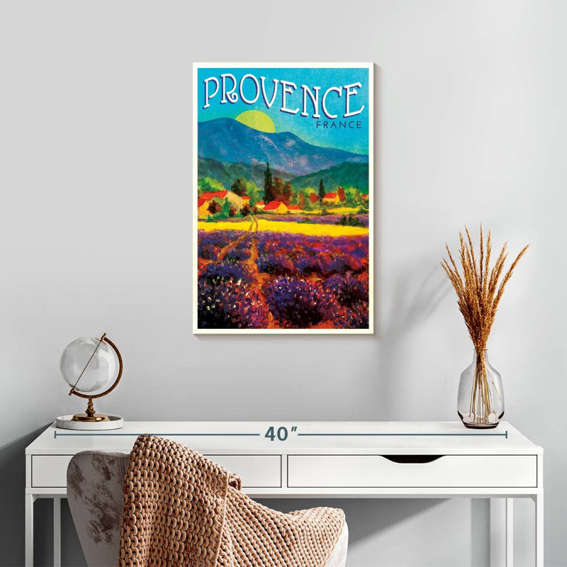 Affiche rétro Provence France, H 24 po x l 16 po