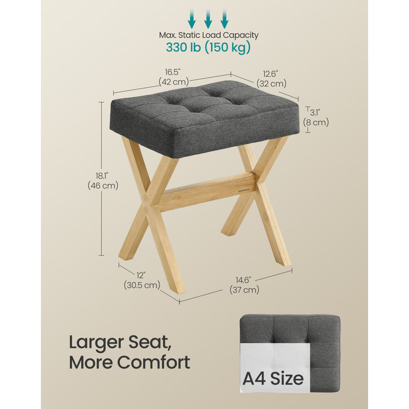 42cm Wide Cube Ottoman, Grey