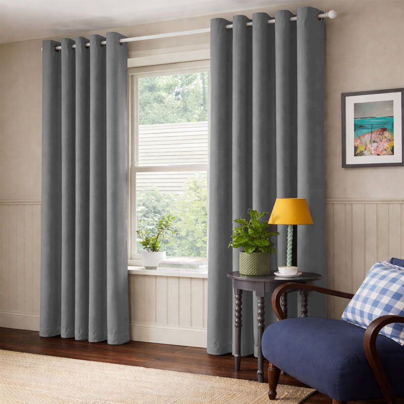 100% Room Darkening Blackout Drapes for Bedroom & Living Room, Light Grey, 117cm Width x 137cm Drop