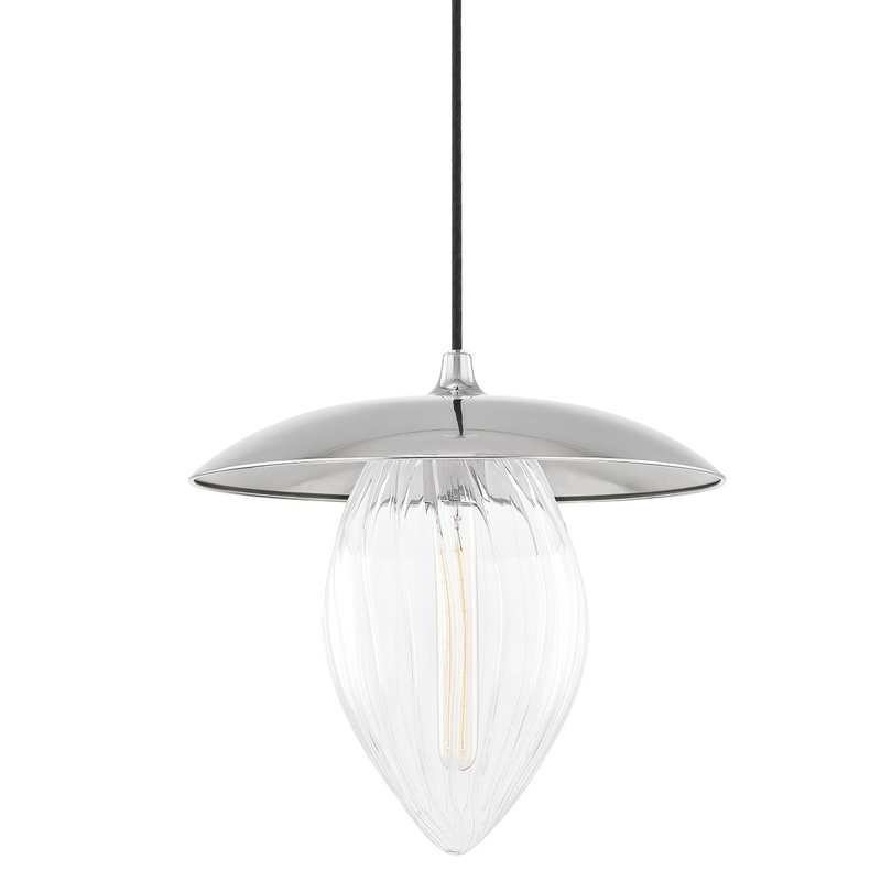 Luminaire suspendu en dome à 1 lumière, Nickel poli