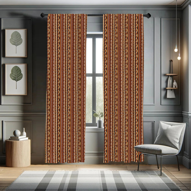 Tribal Striped Semi-Sheer Rod Pocket Sliding Panel, 28" x 95"