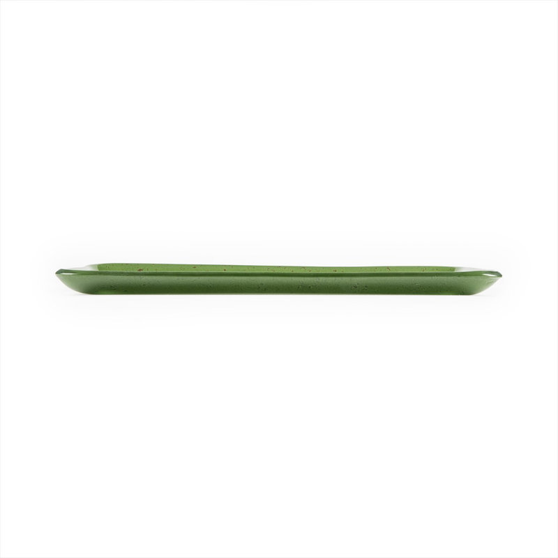 Glass Dinnerware 12.25" x 6" x h:1" Rectangular Glass Platter, Dark Green