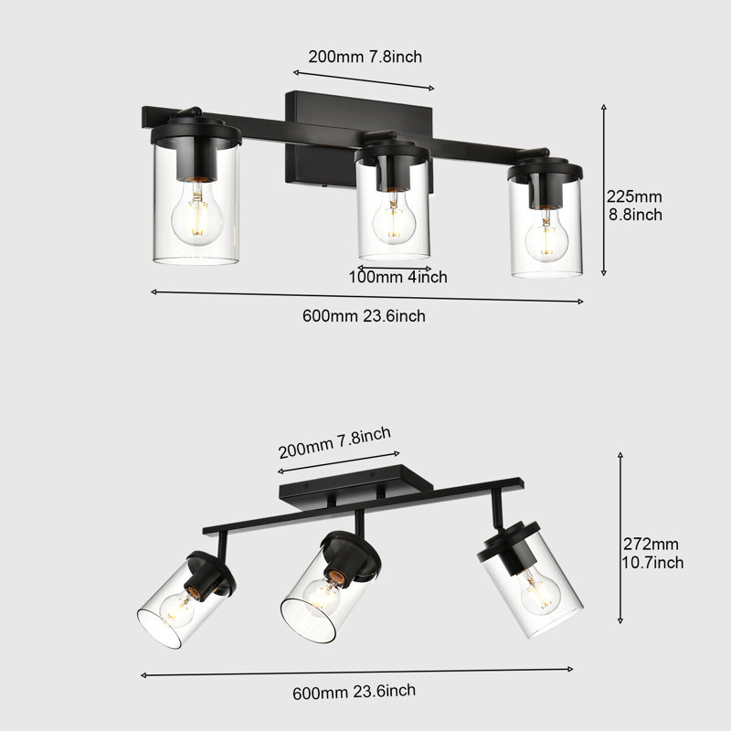 Luminaires sur rail avec abat-jour en verre transparent, plafond de luminaires de cuisine moderne, tête de rail rotative, luminaire sur rail mural pour le couloir de chevet, chambre à coucher