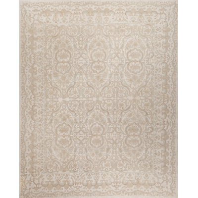 Tapis unique en laine noué à la main de 7 pi x 9 pi gris / brun / beige