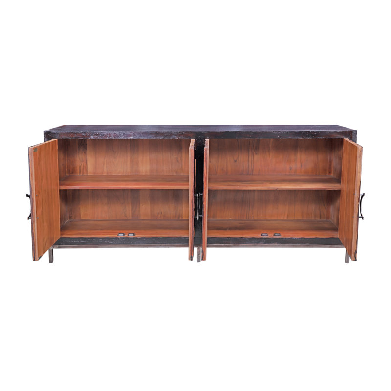 Sunburst Reclaimed Hardwood Sideboard Credenza with Handcrafted Sunburst Doors – 79" 