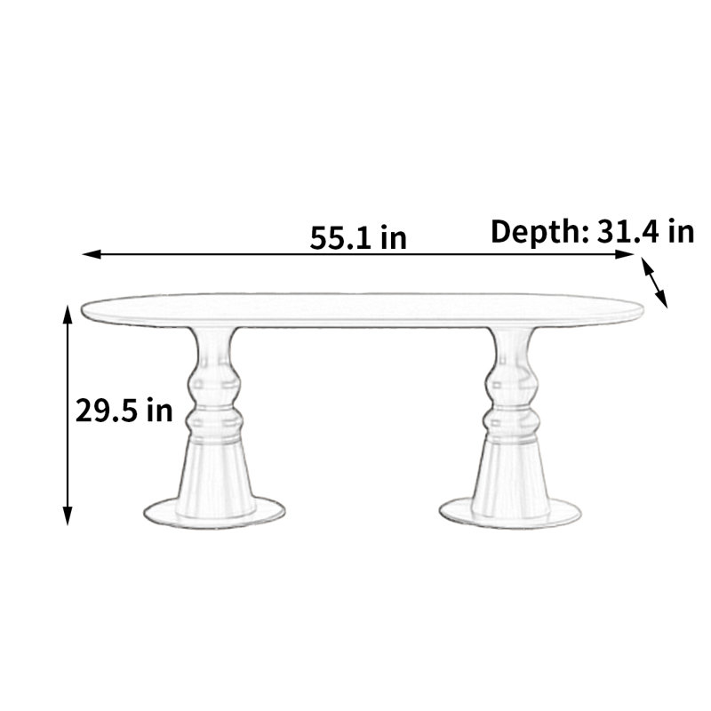 Small apartment quality dining table, 29.5 x 55.1"L x 31.4"W