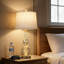 Ensemble de 2 lampes de table modernes avec veilleuse, ports de charge USB et prise de courant, lampes de chevet en verre transparent pour chambre à coucher et salon