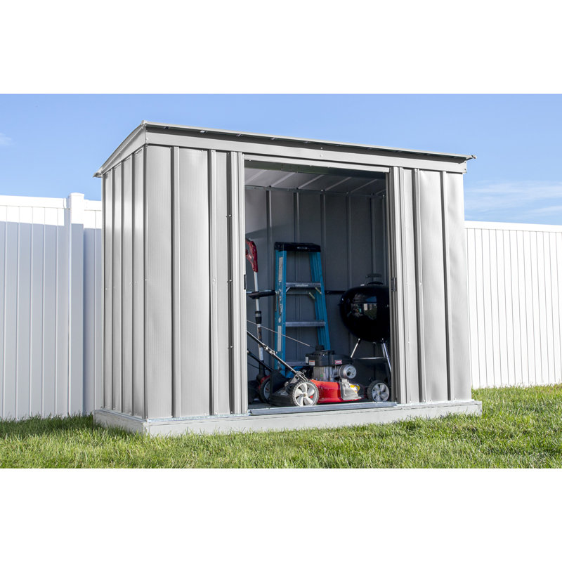 8 ft. x 4 ft. Flute Grey Galvanized Steel Storage Shed