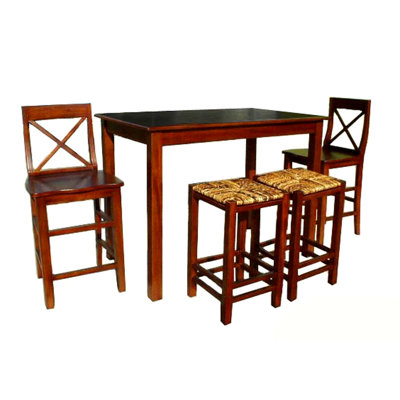 Mamaroneck 2 - Person Mahogany Solid Wood Top Four Leg Dining Set