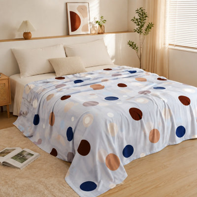 Plaid douillet en flanelle, motif à pois, doux, léger, respirant, toutes saisons, agréable pour la peau, lavable à la machine, décoratif, pour canapé, fauteuil, salon et chambre