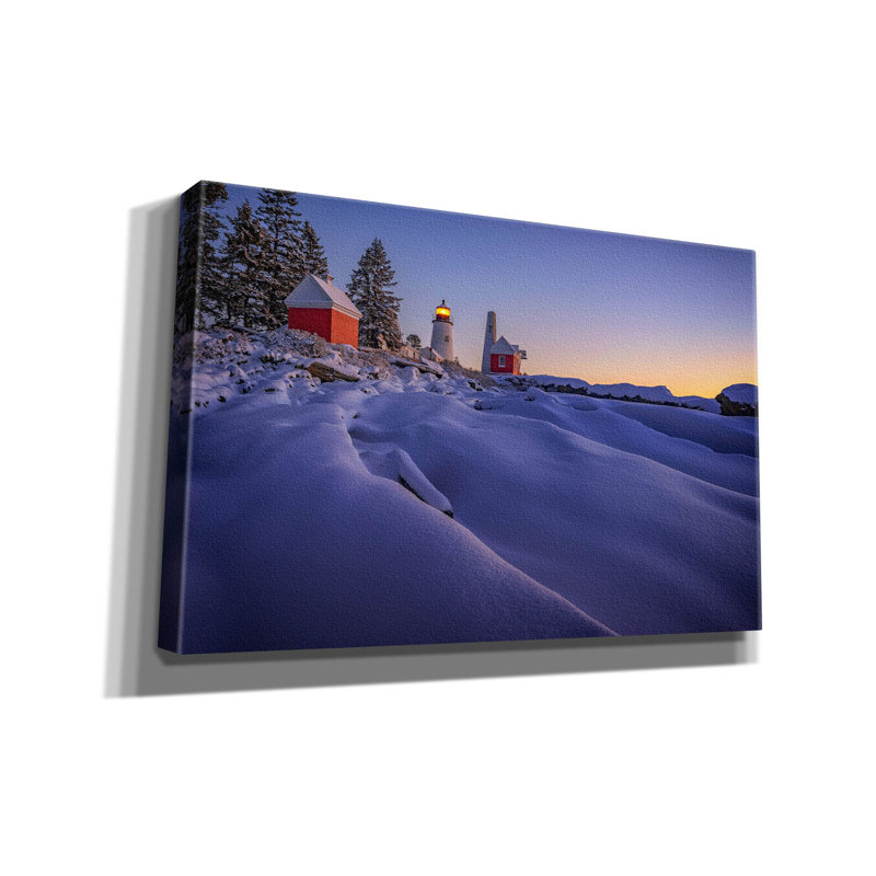«Newfallen Snow At Pemaquid Point» par Rick Berk, art mural sur toile, H 26 po x l 40 po x P 1,5 po