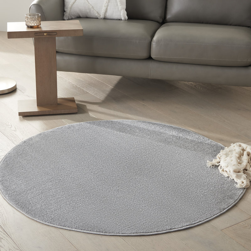 Tapis traditionnel argenté Yolonda, Rond 4 pi