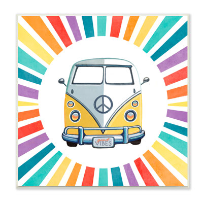" Good Vibes Hippie Retro Camper Bus Rainbow Stripes " by Elizabeth Tyndall
