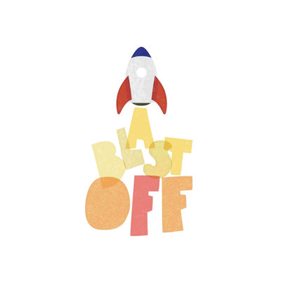 Blast off Rocket Ship - peinture sur toile tendue