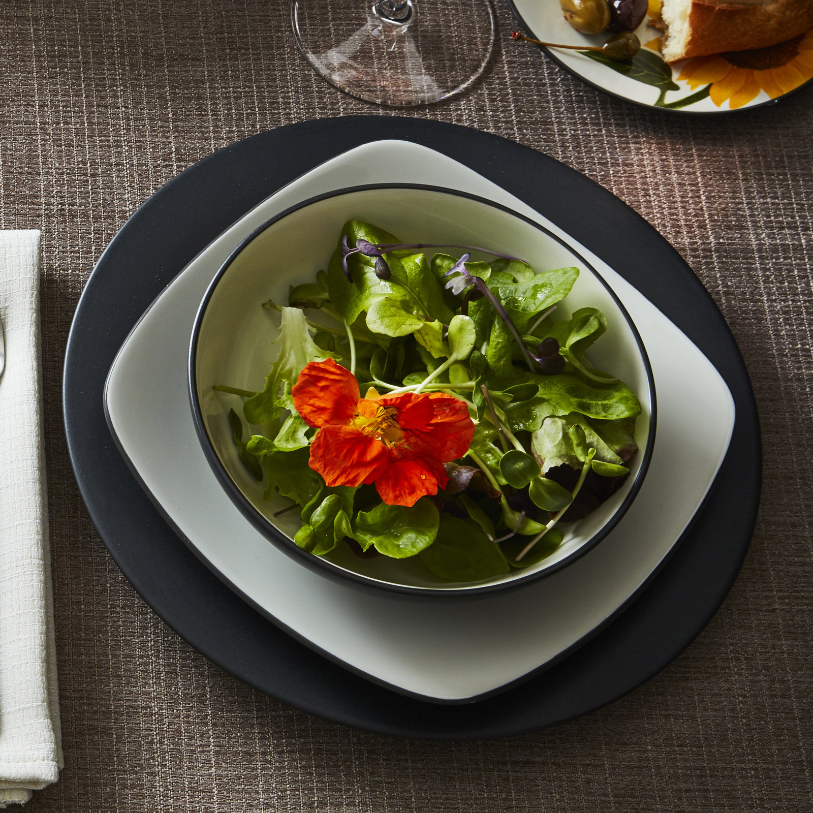 Noritake Colorwave Square Salad Plates, 8-1/4", Graphite