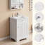 Meuble-lavabo de 20 po avec lavabo - blanc, tablette réglable, porte à fermeture douce et rangement