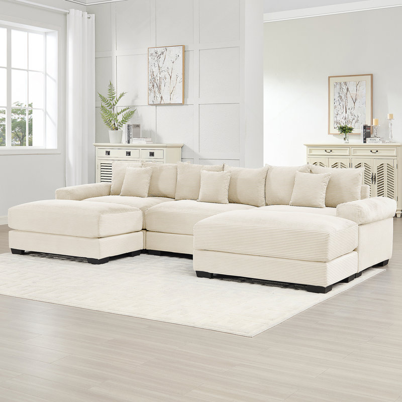 Canapé modulaire surdimensionné 130 po Cloud, Velours côtelé beige