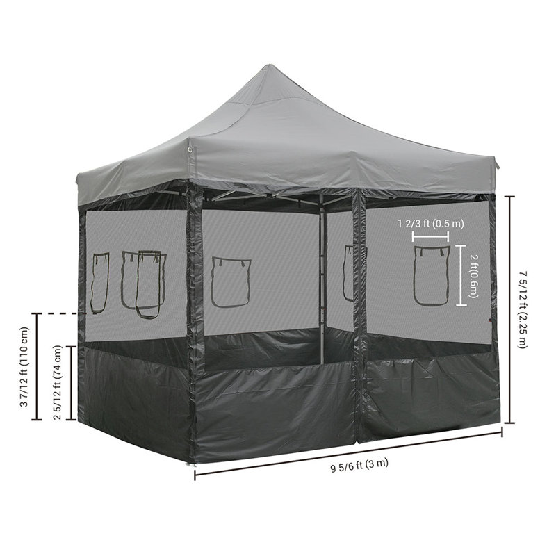 Black Mesh Sidewalls for 10x10 Pop-Up Canopy Tent
