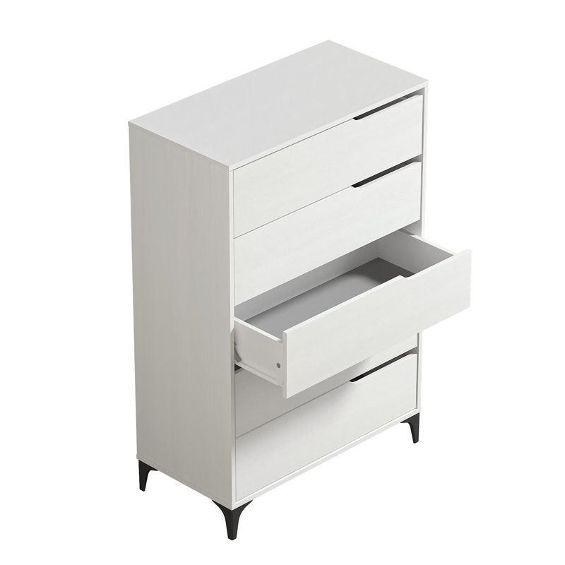 Commode 5 tiroirs Norcross, Blanc