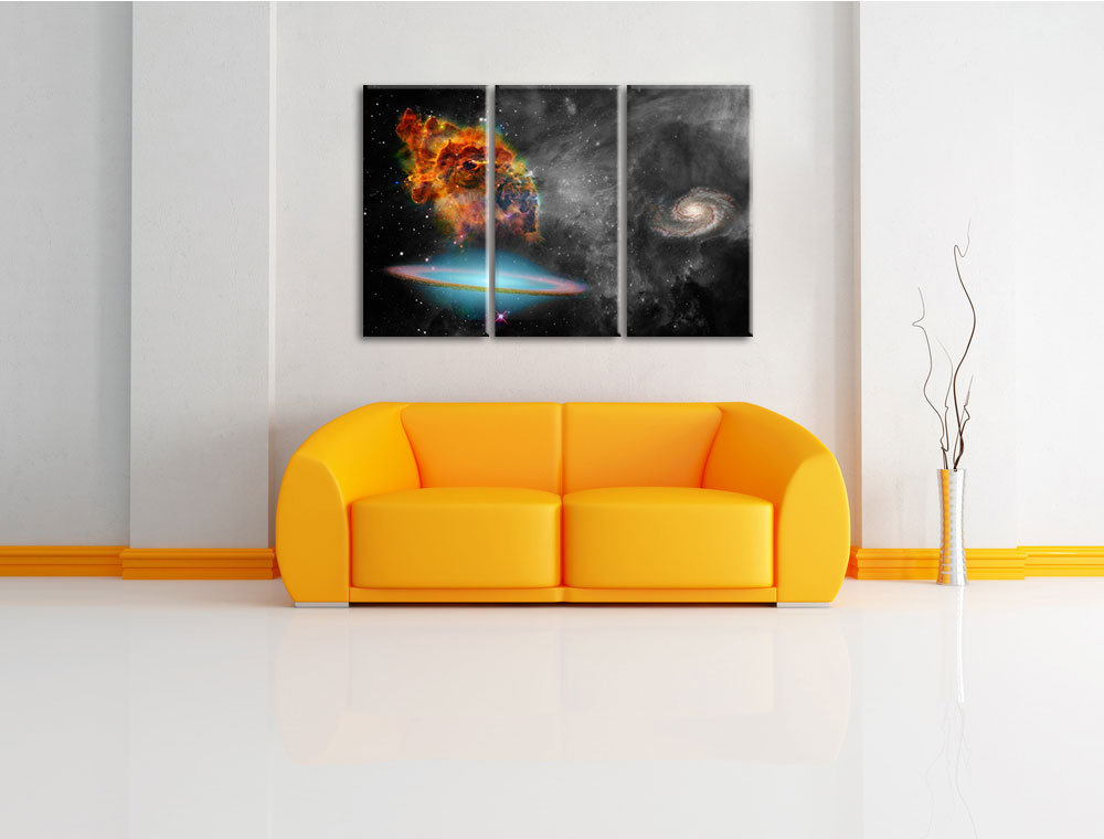 3-tlg. Leinwandbilder-Set „Beeindruckende Galaxy“, Grafikdruck