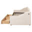 Lit de jour simple rembourré beige avec rangement pour accoudoirs et connexion-1988866916