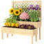 Boîte à fleurs en treillis pour patio, légumes idéaux, grille de 42,5 po x 20,5 po, deux boîtes spacieuses, doublures non tissées, boîte en bois naturel, capacité de plantation d'herbes adaptée à la production généreuse indépendante, à base d'eau