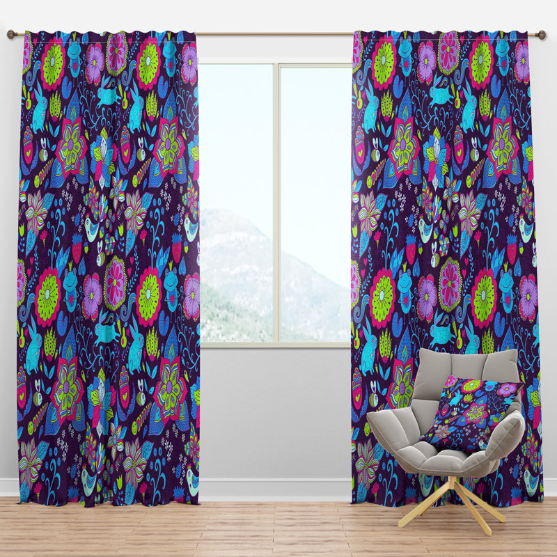 Panneau de rideau simple semi-diaphane avec passe-tringle romantique, l 52 po x L 108 po