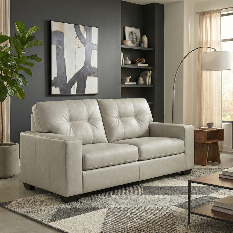 Roundhill Furniture Holmes Leather Upholstered Loveseat, White