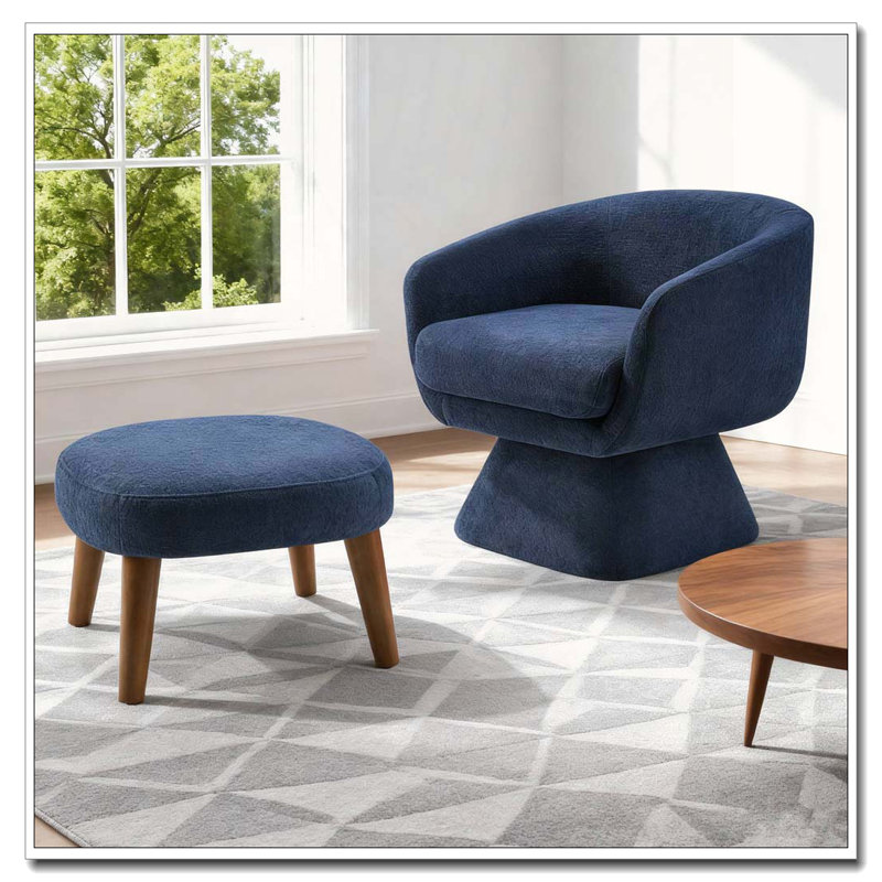 Chaise de loisir rembourrée avec repose-pieds, Bleu