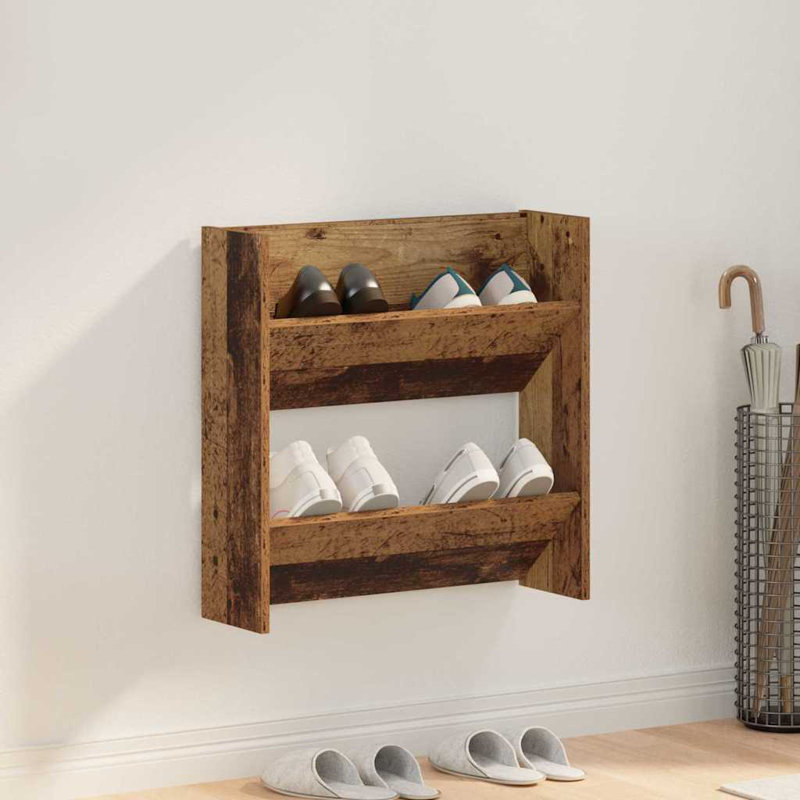 Wall Shoe Cabinet With Shelf Other Engineered Wood, Old Wood