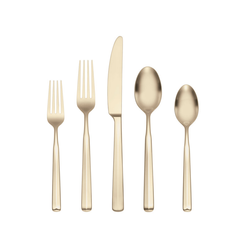 Oneida Ryder Satin 20-Piece Flatware Set, Gold
