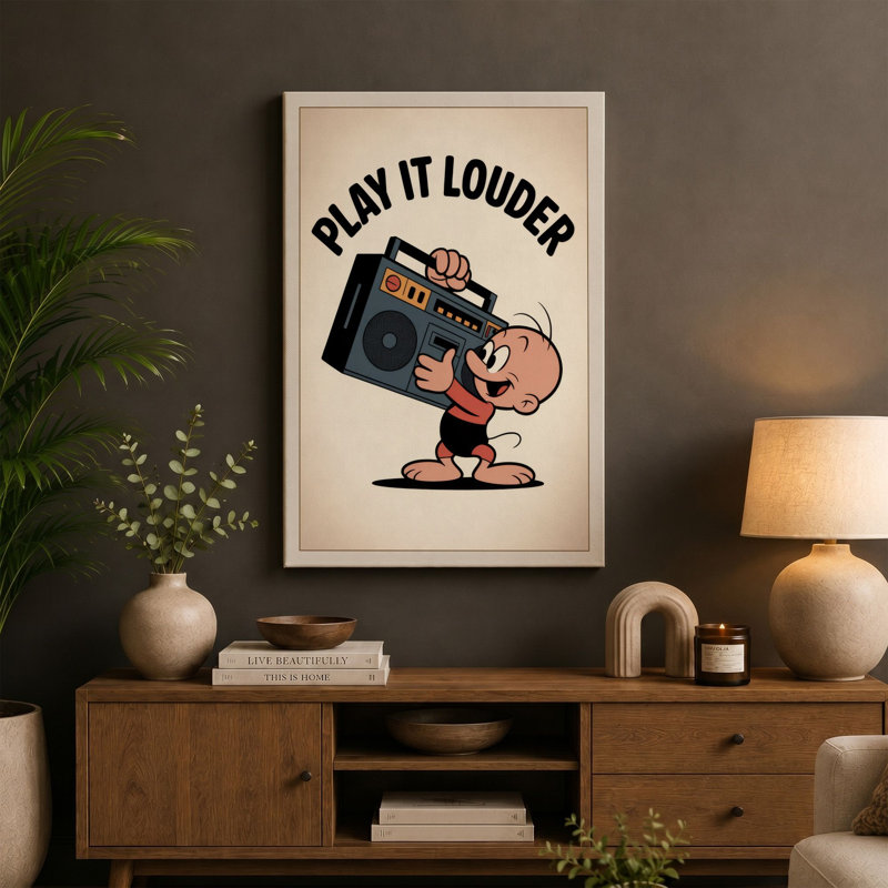 Play It Louder Retro - Wrapped Canvas, 18x12 - 45.7 x 30.5 cm, Sage Border
