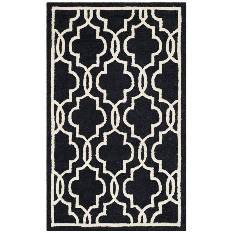 Malaki Geometric Wool Hand Woven Area Rug, Rectangle 61 x 91 cm