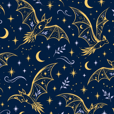Peel and Stick Wallpaper Dark Blue Magical Moon Bat Moon Stars Dark Blue Contact Paper Removable Self Adhesive Wall Mural Wall Decor for Bedroom Kitchen Cabinets 17.7in x 118in