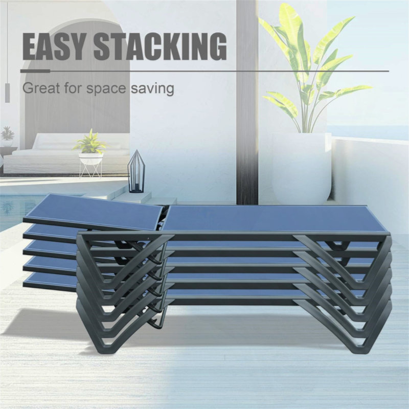 Ensemble de chaises longues en aluminium Narmin, chaises longues d'extérieur, chaises longues, Marine