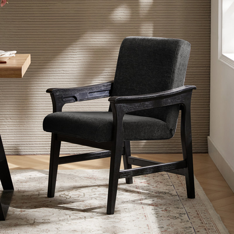 Modern 2-in-1 Convertible Dining Chair and Counter Stool with Arms, Black